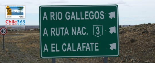 Ruta 40 desde Esperanza. Ruta proveniente desde Puerto Natales y Torres del Paine en Chile